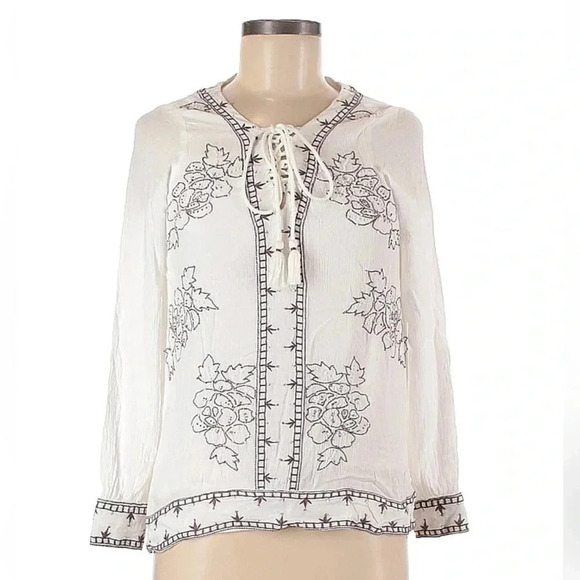 Idyllwind by Miranda Lambert | White Boho Western Homegrown Lace Up Top Size XS - Picture 2 of 7